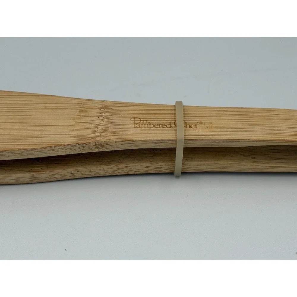 Pampered Chef Heavy Wooden Tongs 13.5